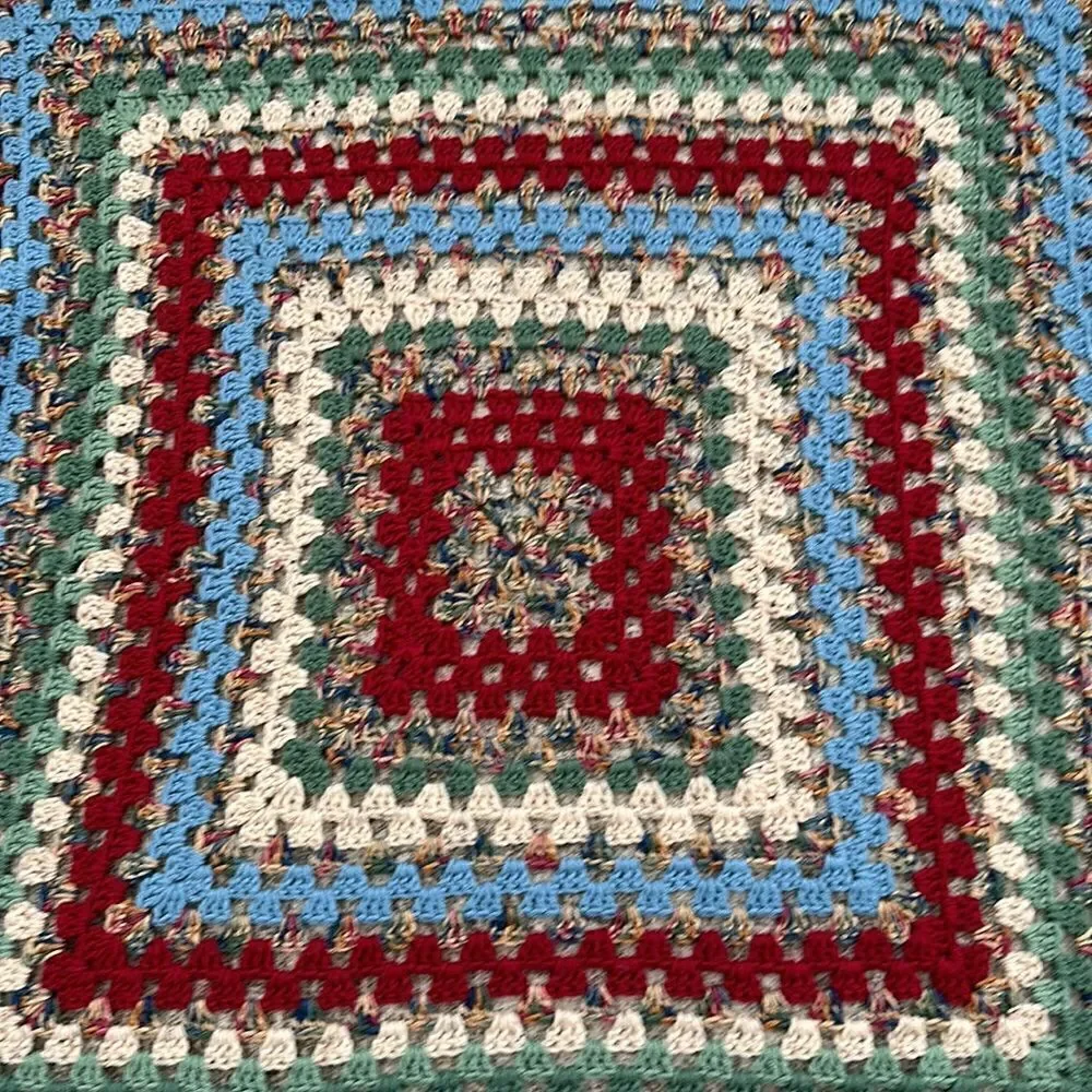 Handmade Retro Knit Square Afghan Blanket 50”x50”